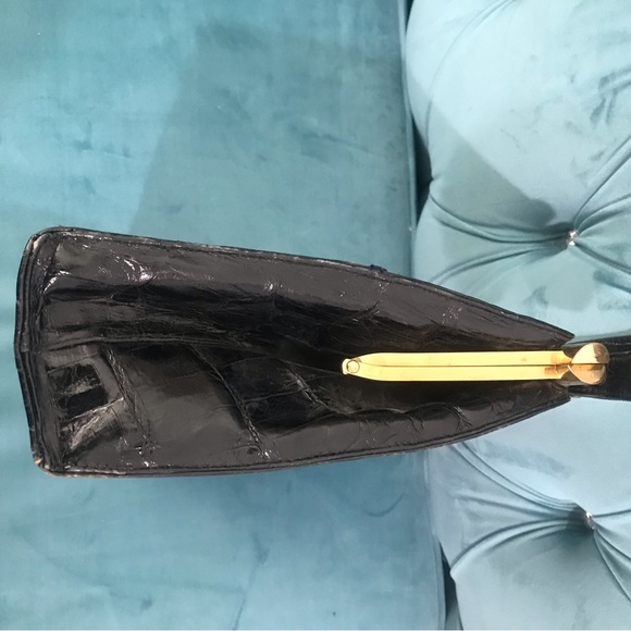 Vintage Alligator Skin Swagger  black Handbag - Picture 13 of 16